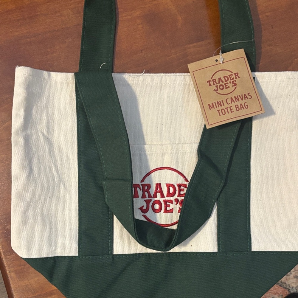 Trader Joe’s mini Green and White Tote Bag